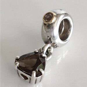 Pandora Smoky Quartz Dangle Charm Pendant Sterling Silver ALE S925